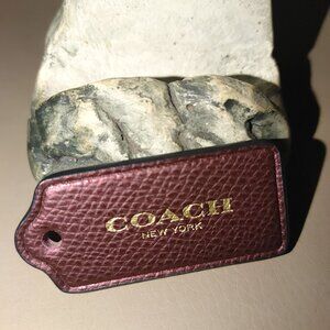 Coach Handbag Burgundy Gold Pebbled Leather Hang Tag Only Charm Tag Fob